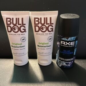 🆕 Men’s Travel Lot: BULLDOG Men’s Original Moisturizer x2 + Blue Lavender AXE